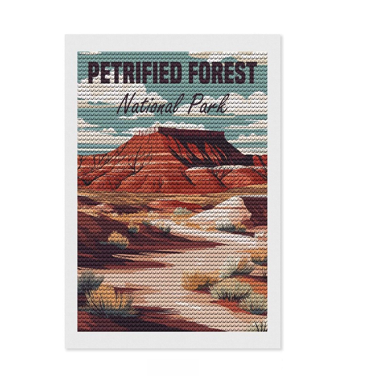Junmoney Petrified Forest National Park Round Drill Diamond Painting 8"x12", for Women, Easy to Enjoy, Home Wall Decor, Thoughtful Handmade Gift
