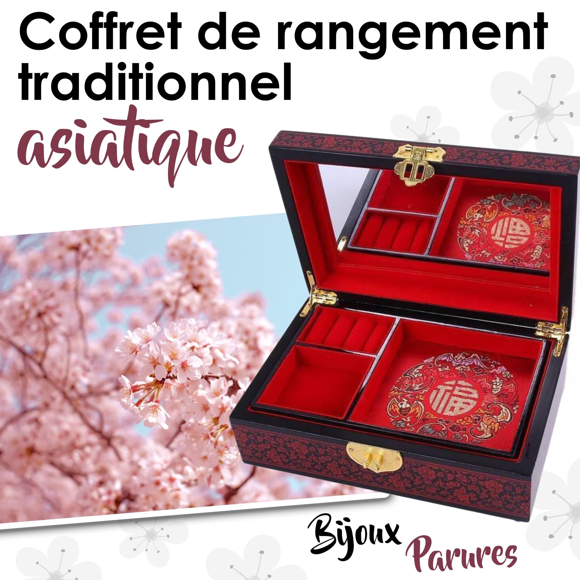 lachineuse - Schmuckschatulle in Form einer Kirschblüte - Schmuckkästchen und Schmuckkästchen aus lackiertem Holz - Asiatische Dekoration - Geschenkbox für Damen - Dekorationsgegenstand - Geschenkidee