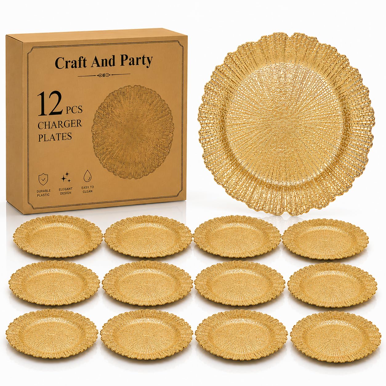 Evershine Silver Charger Plates - Set of 6 Floral Reef Design -12 Evershine Silver Charger Plates - Set of 6 Floral Reef Design -12