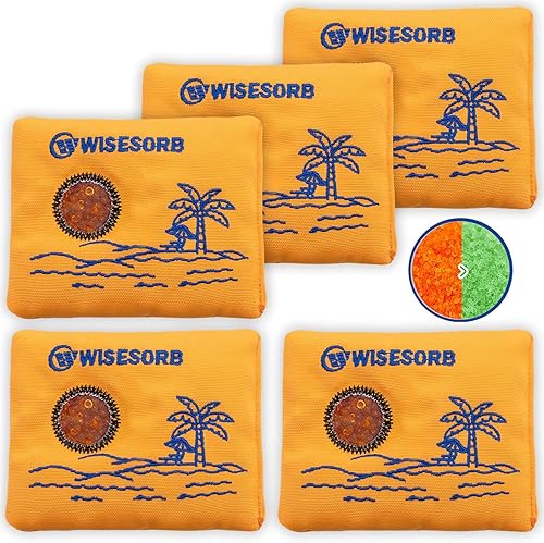 Paquete de 5 desecantes recargables para almacenamiento, bolsas deshumidificadoras reutilizables, color visible que indica paquetes de gel de