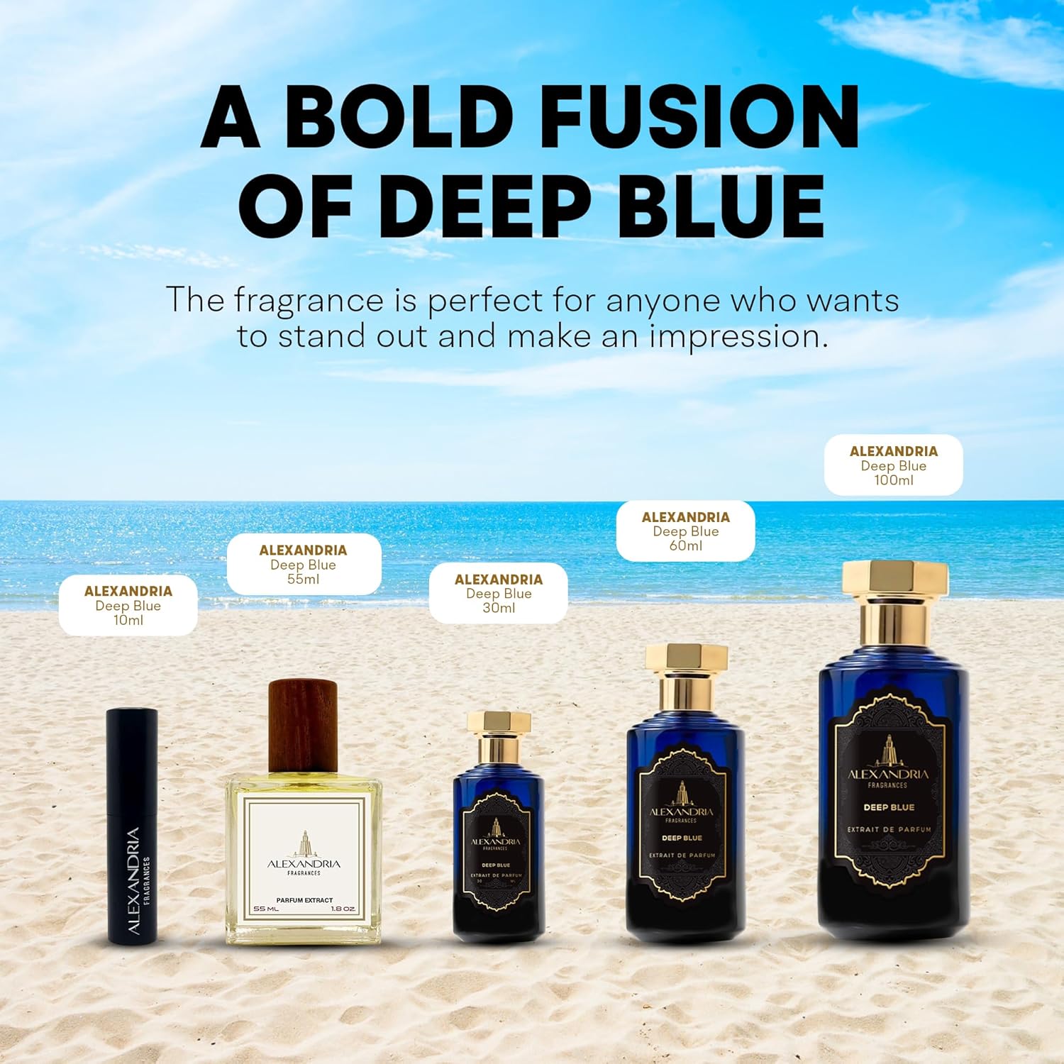 Alexandria Fragrances Deep Blue Perfume - Long Lasting Eau de Parfum for Men and Women - Fresh Citrus Parfum with Mint, Black Currant, Neroli and Musk - Luxury Men’s Cologne for Every Occasion - 55ml