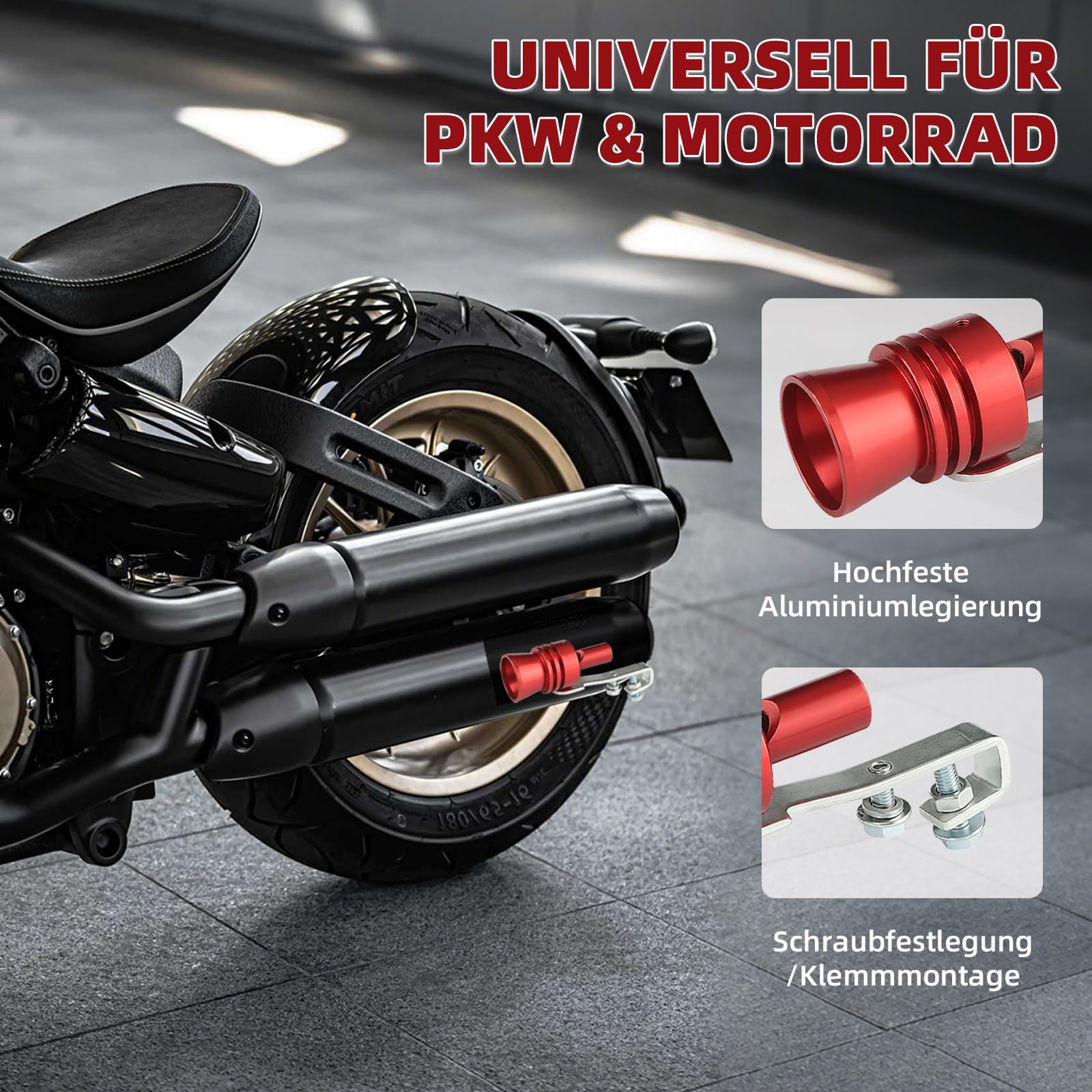 KLINNA 2 unidades de tubo de escape de sonido, simulador de sonido turbo, aleación de aluminio, generador de sonido para coche, accesorios de tuning universal para automóviles en todos los modelos — view 3