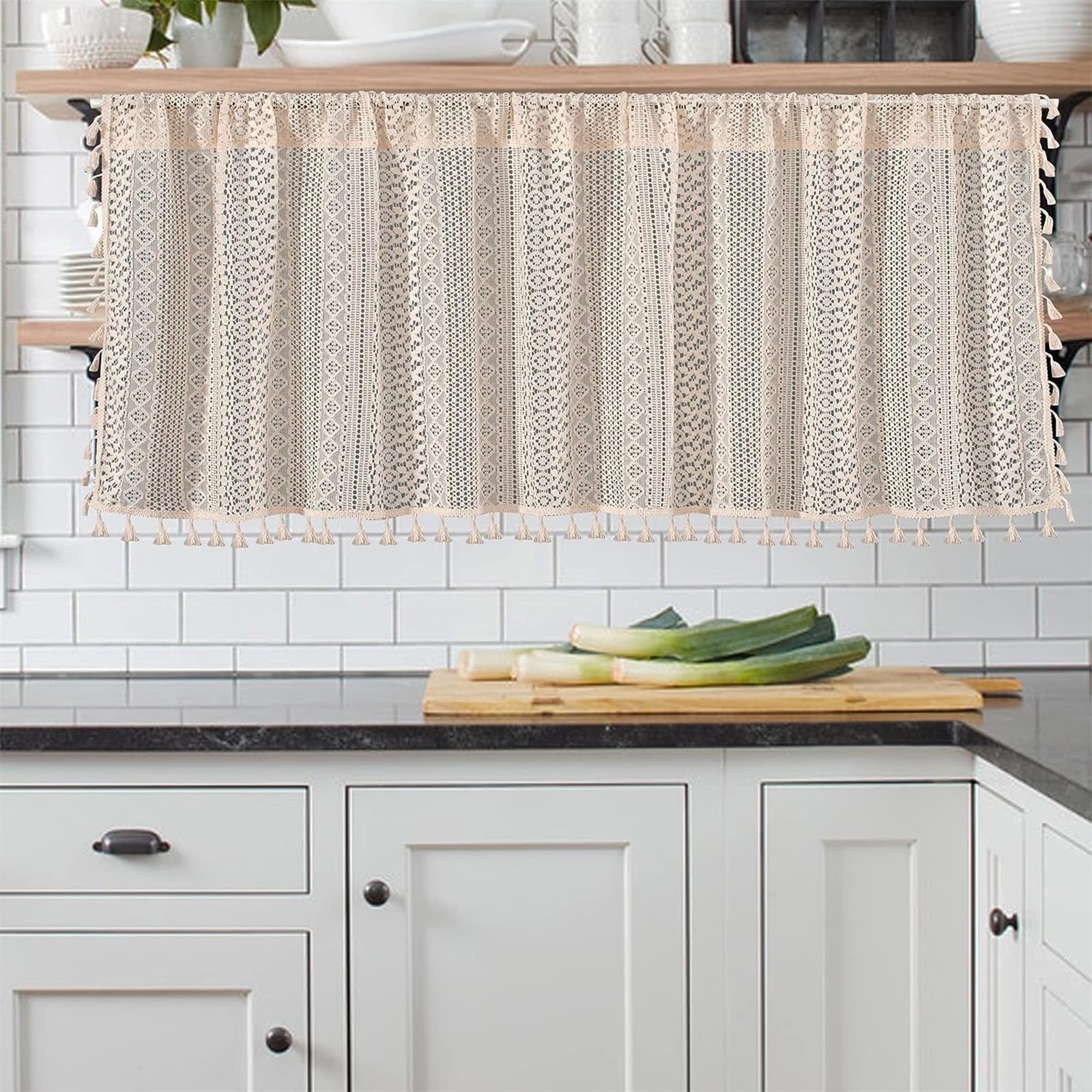 Rideau petite fenêtre 150x61 cm rideau placard cuisine court beige passe tringle