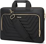 MOSISO Laptop Shoulder Bag, 15-15.6 inch Computer Bags Compatible with MacBook Pro 16 inch/Air 15 inch, HP Dell Asus, Laptop Messenge Bag with Front Inverted Trapezoid Quilted Pocket, Black
