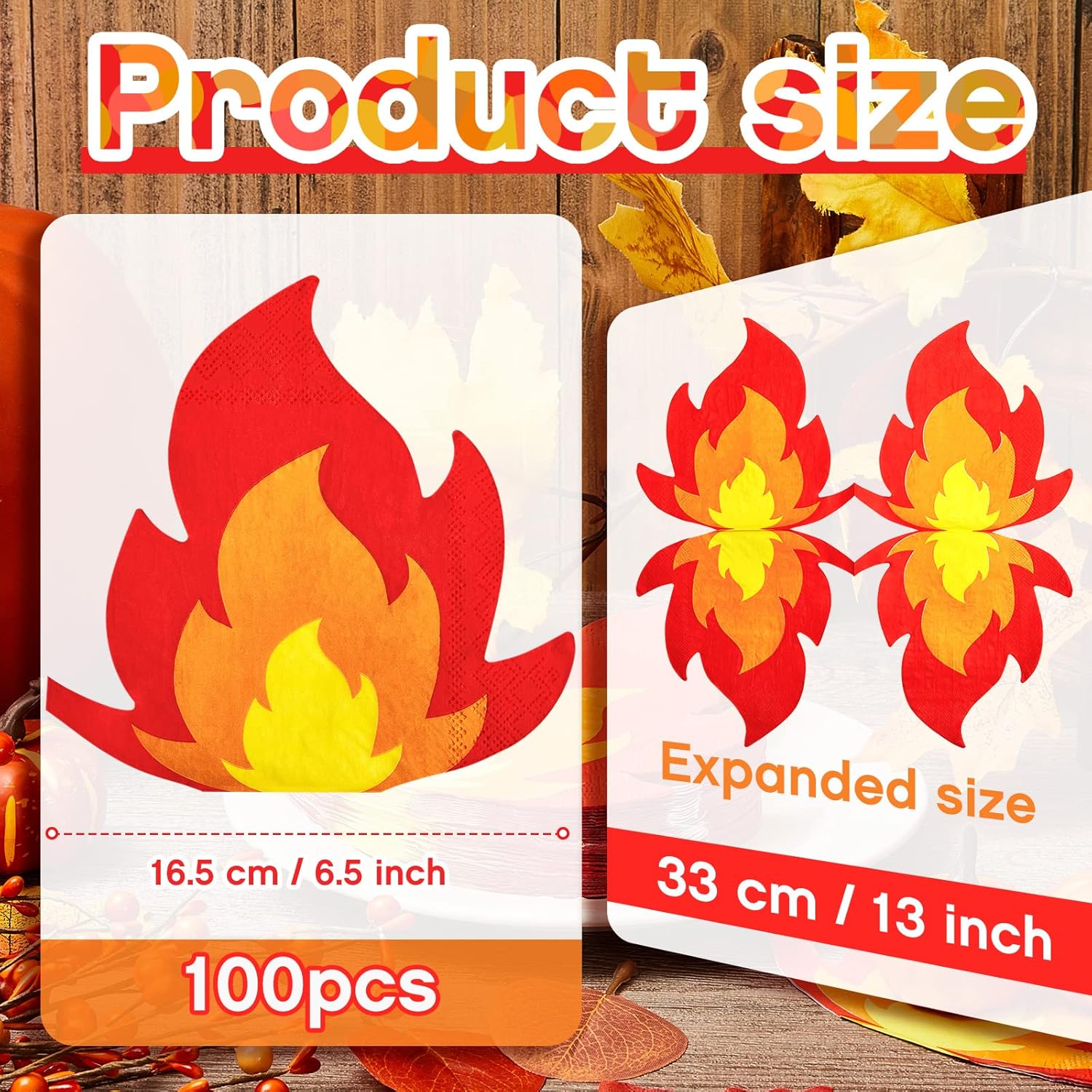 Henoyso 100 Pcs Fire Napkins Party Supplies 6.5 Inch Flame Napkins Disposable Paper for Firefighter Theme Fire Truck Birthday Pentecost Fireman Graduation Bonfire Survivor Camping BBQ