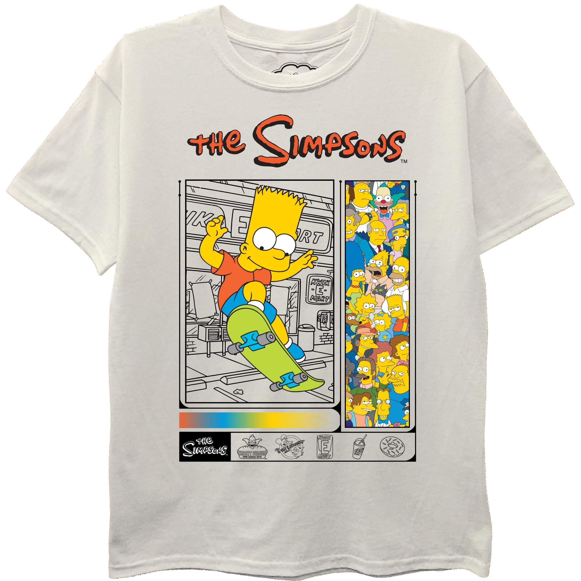 The Simpsons Boys Bart, Homer & Family Short Sleeve T-Shirt-Sizes 4-20, Ivory, 18-20