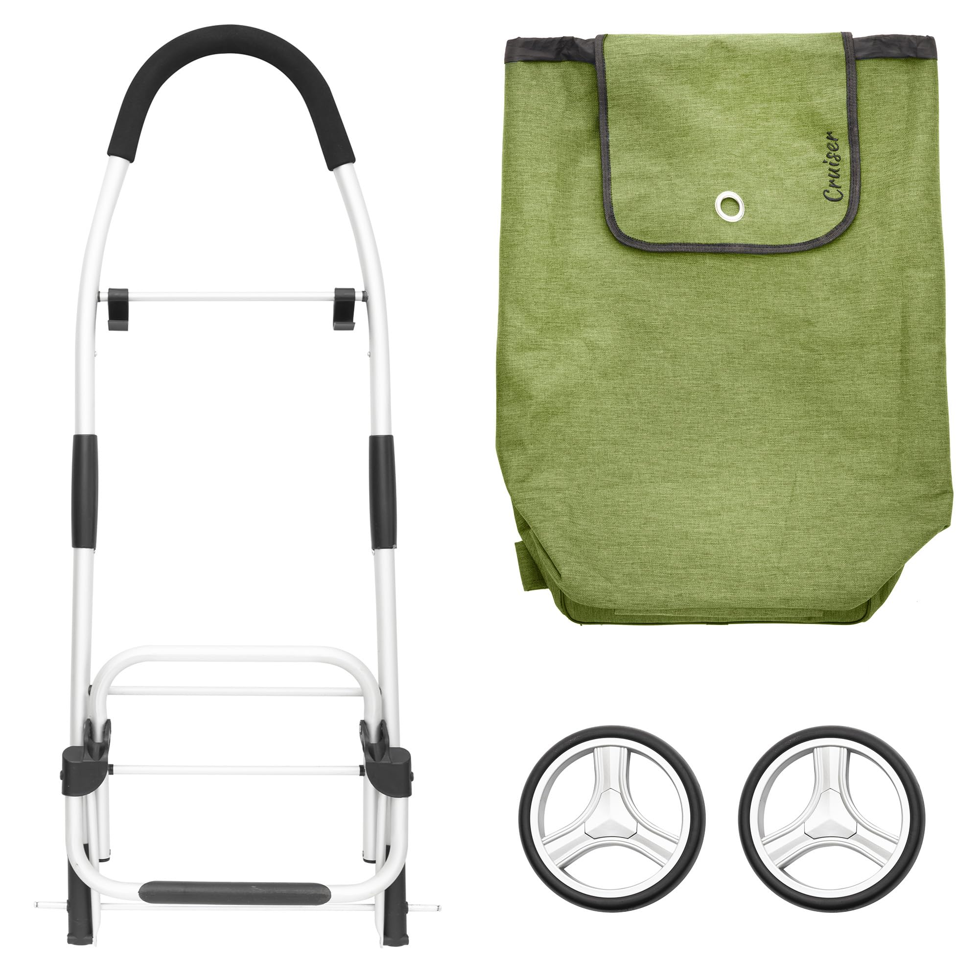 Cruiser Pliable Chariot de Course 45L Caddie à 2 Roues Vert