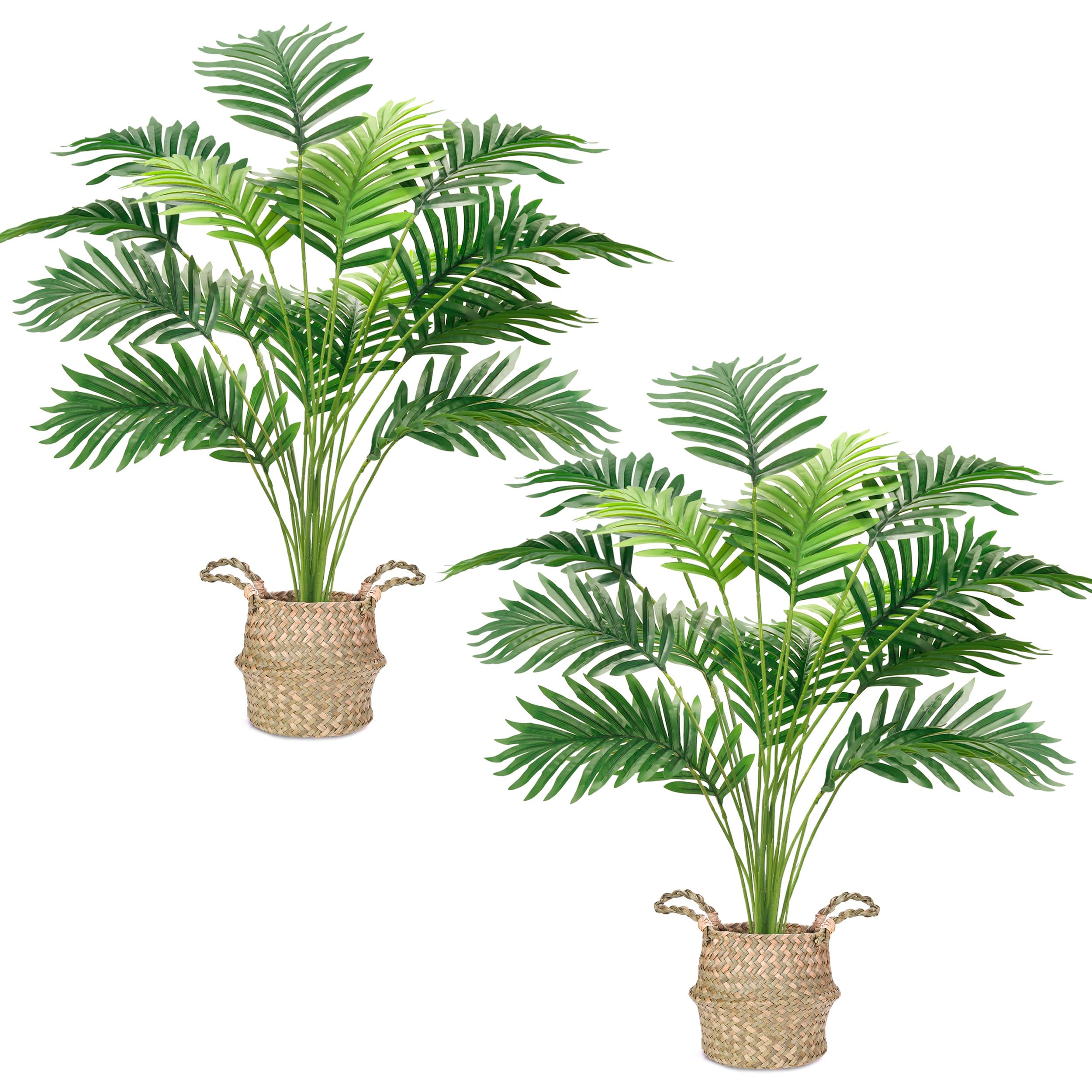 Der Rose 2-Pack Fake Palm Tree with Hand-Woven Baskets