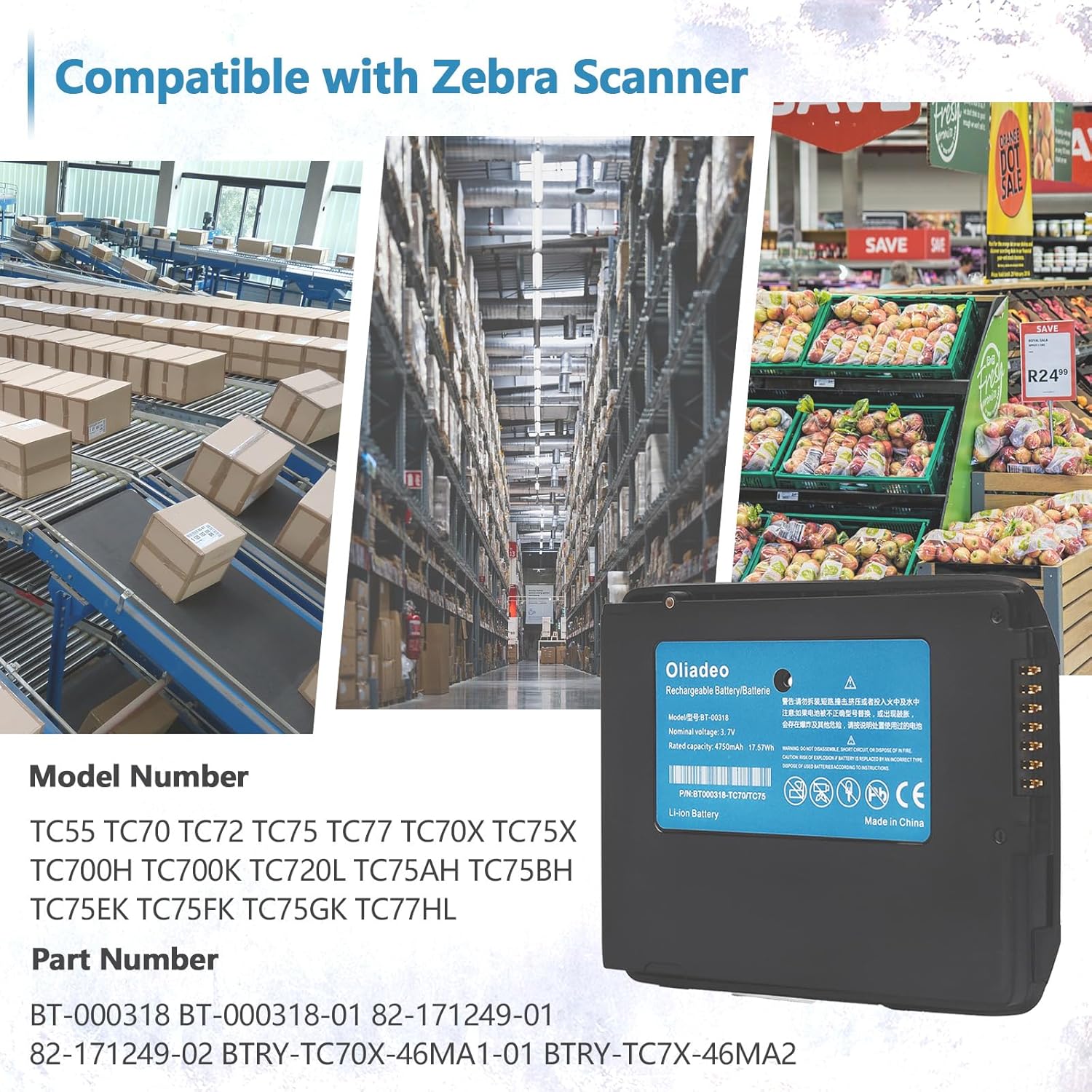 10 Pcs for Zebra TC77 Battery - for Zebra Scanner Battery - Replacement for Zebra Symbol TC77 TC70 TC72 TC75 TC55 TC70X TC75X TC700H TC700K TC720L BT-000318 Barcode Scanner Batteries BT-000318-01