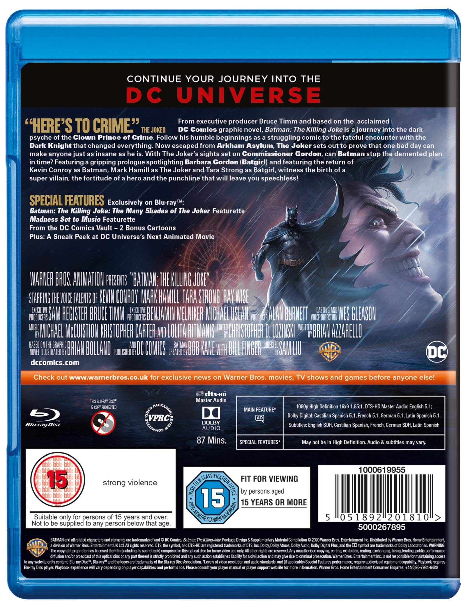 Batman The Killing Joke Blu Ray 2016 Region Free Desertcart