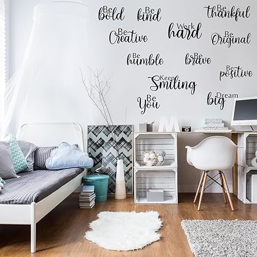 Miniatura 7 de Marspark 12 calcomanías inspiradoras para pared, con cita motivacional, para despegar y pegar, calcomanías extraíbles de espejo con frase positiva