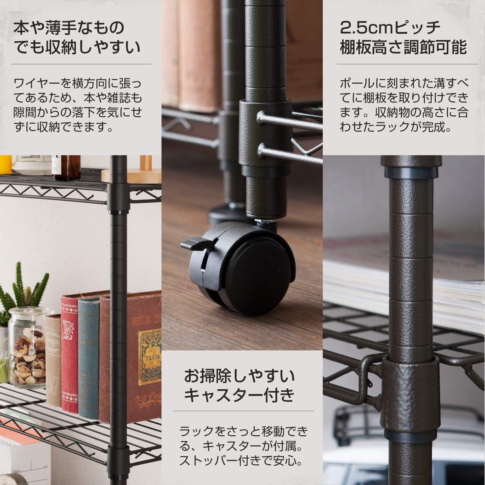 5段 スチールラック 幅110×奥行40cm 高さ180cm Amazon.co.jp: ラック 5段 幅110 奥行40 キャスター付き スチール