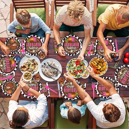 Miniatura 5 de 96 piezas de decoraciones de vaquera, suministros de fiesta, platos de papel con estampado de vaca, platos y servilletas desechables occidentales