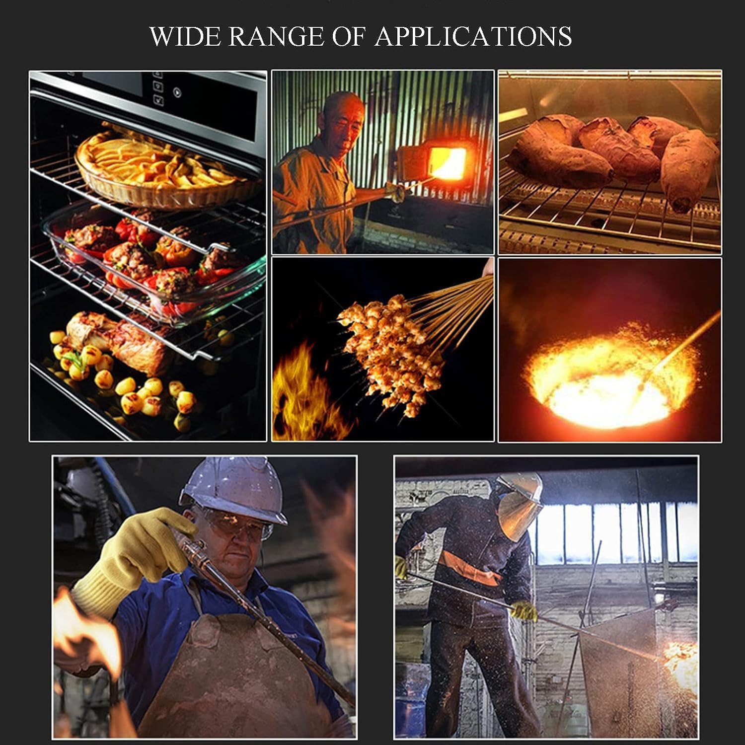 PIWINE Gartenhandschuhe, schnittfeste Handschuhe, feuerfeste Handschuhe, Schweißhandschuhe, bissfeste Handschuhe, Isolierhandschuhe aus Aluminiumfolie for Metallurgie, Herd, Grill und andere Zwecke