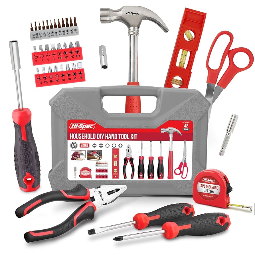 device works フクバコセット Hi-Spec 38pc Red Household DIY Small Tool Kit. Toolbox Set