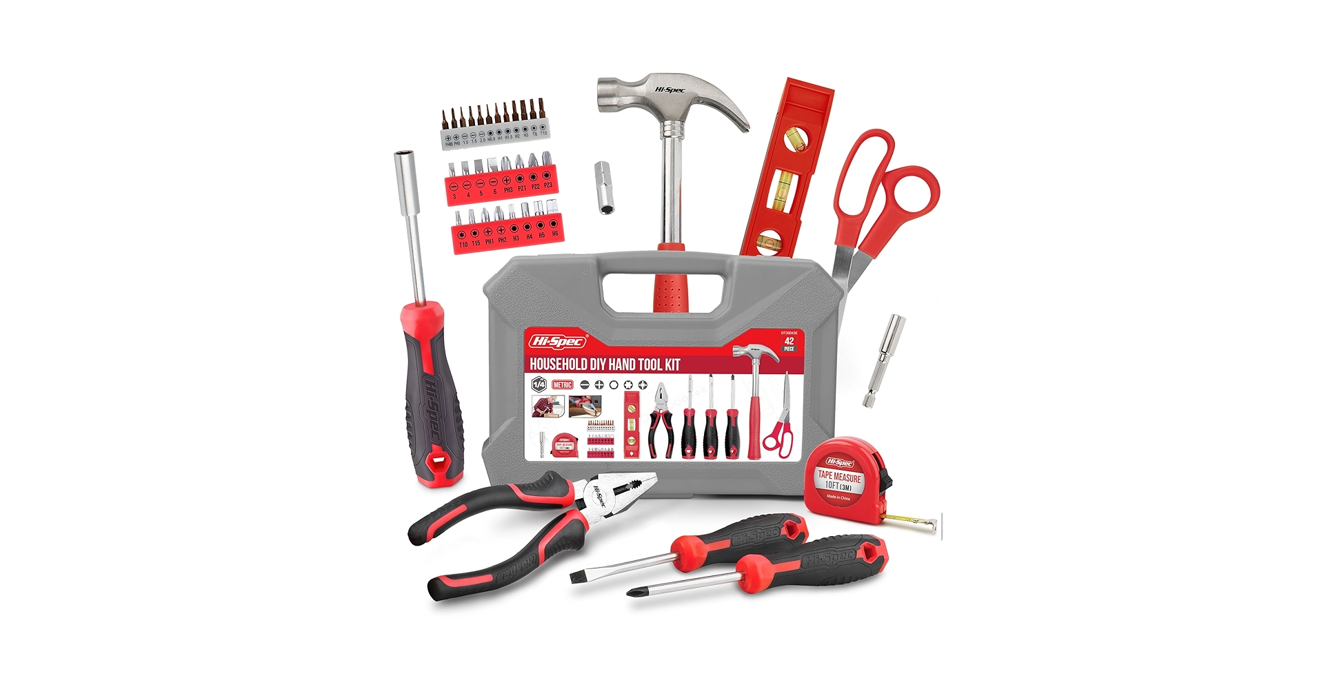 device works フクバコセット Hi-Spec 38pc Red Household DIY Small Tool Kit. Toolbox Set