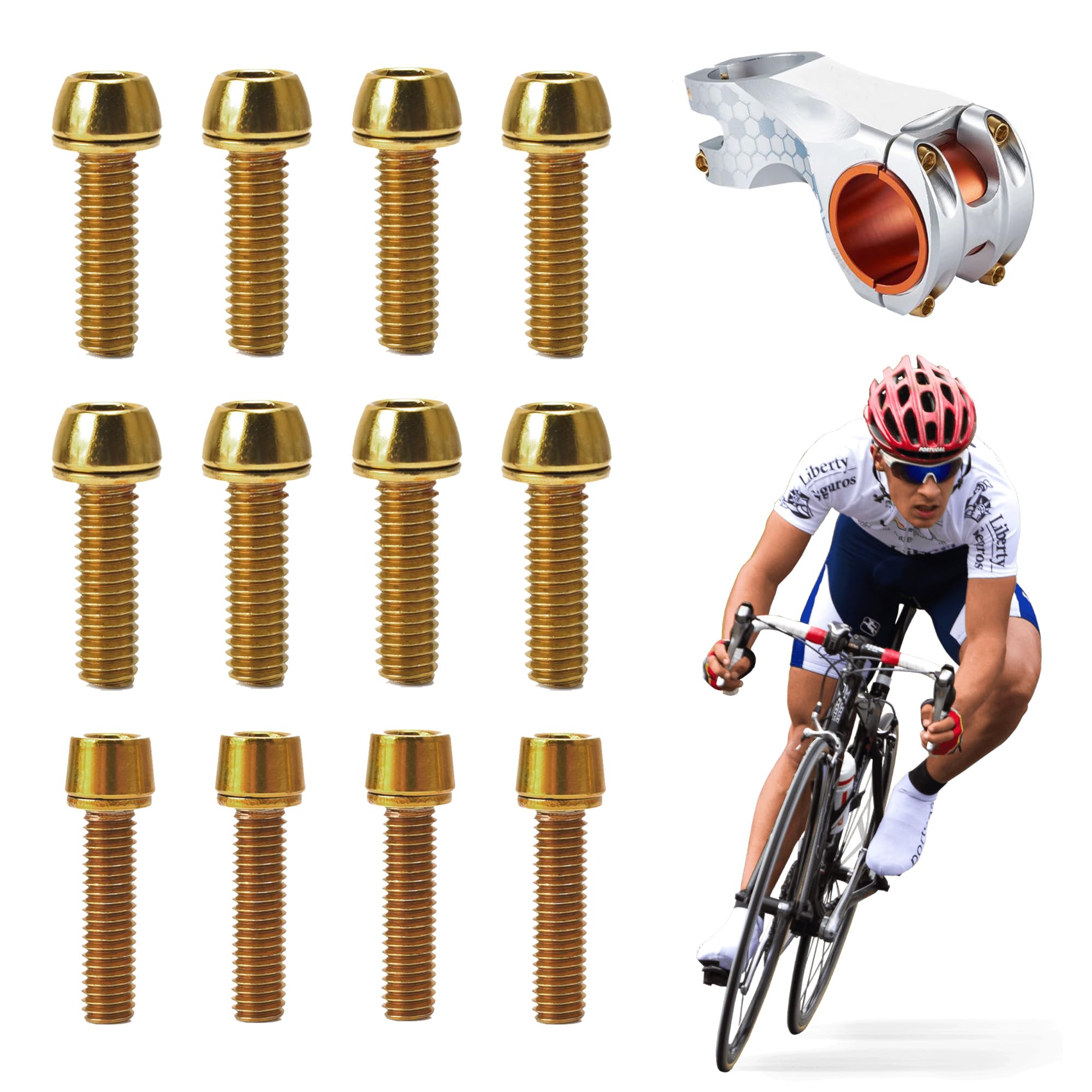 Lot 12 Vis M5x20 Mm Avec Rondelles Pour Porte-Bidon Vélo – Acier Inox Anti-Desserrage, Argent & Noir