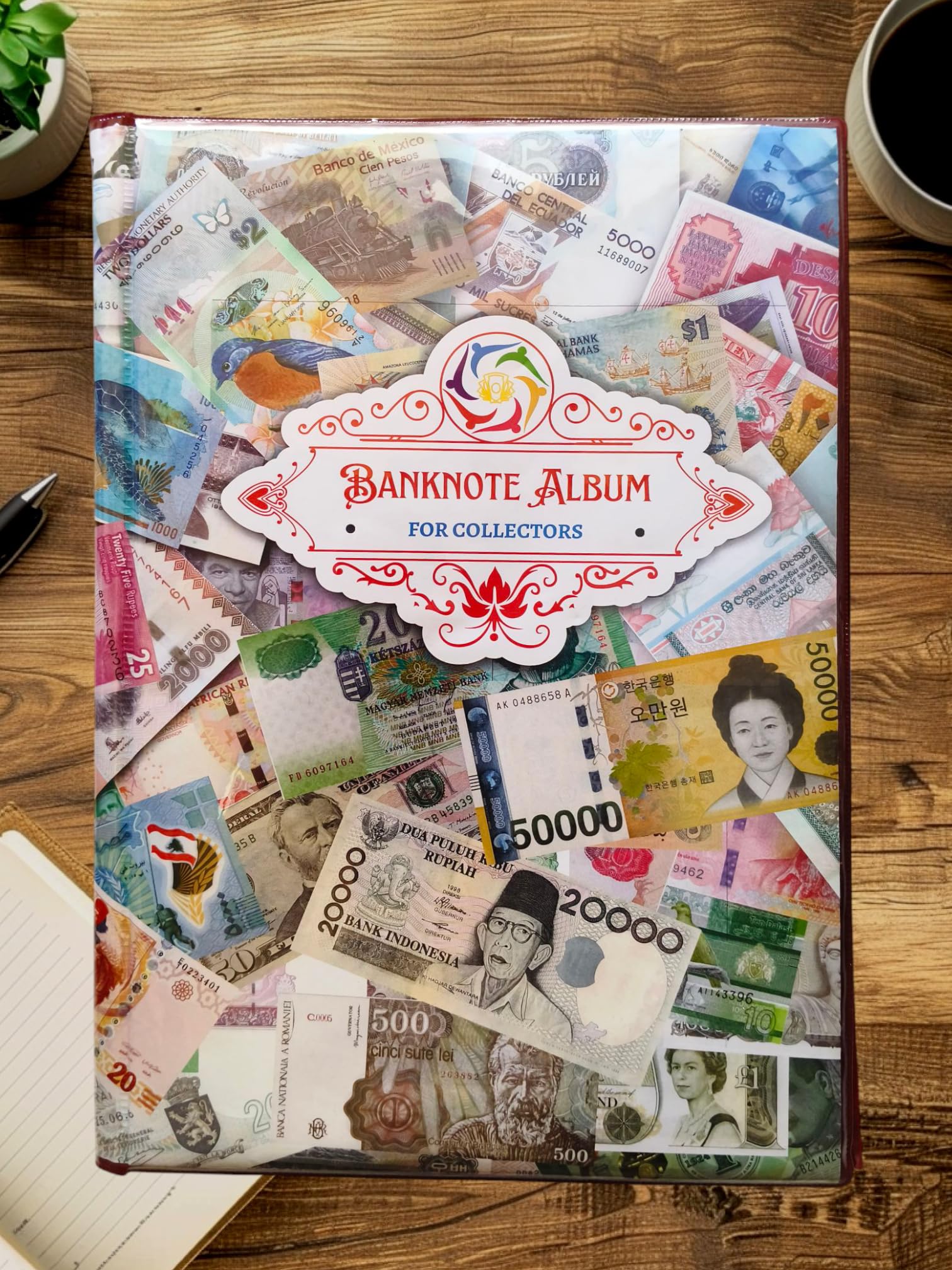 SPECIAL MINDS STORE® Aesthetic Design 120 Packet Banknote Album Collection Book, Acid-Free, PVC-Free Sleeves Album for World Currency Collection-image-20