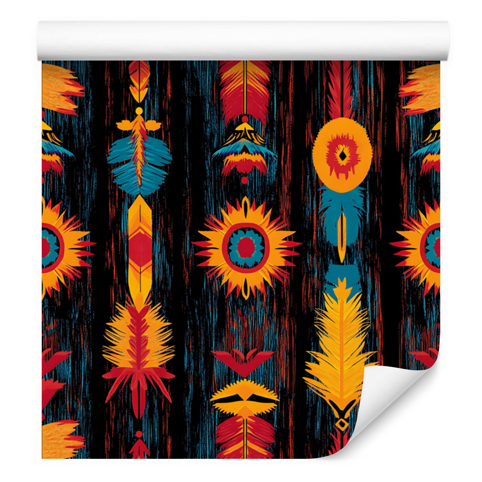 Vliestapete Boho – Schwarz und Bordeauxrot 50 x 1000 cm | Ausdrucksstarke Bildgestaltung; Charaktervoller Raumschmuck; Harmonische Akzentfläche; Kleister im Set