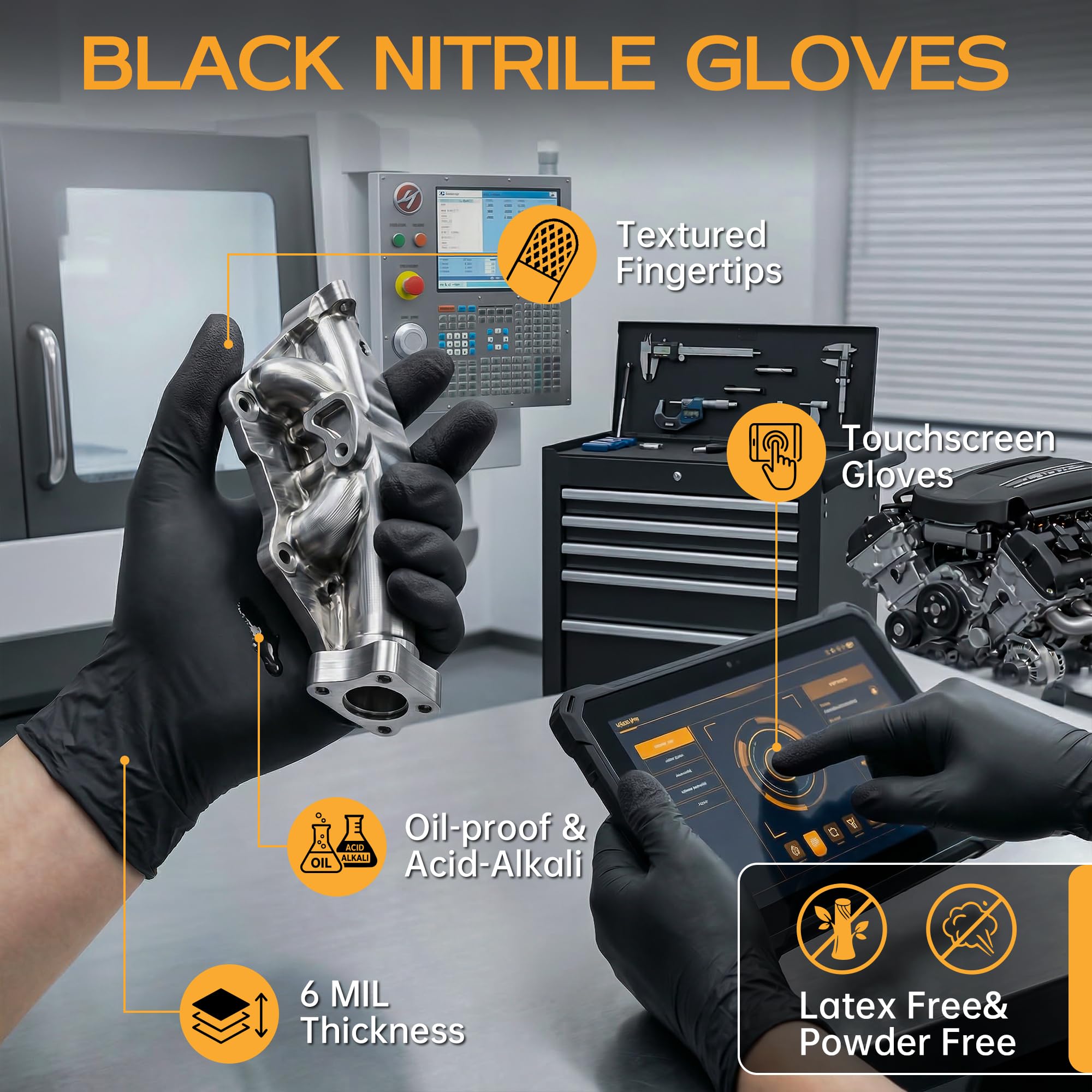 Guantes de nitrilo de 6 mil M