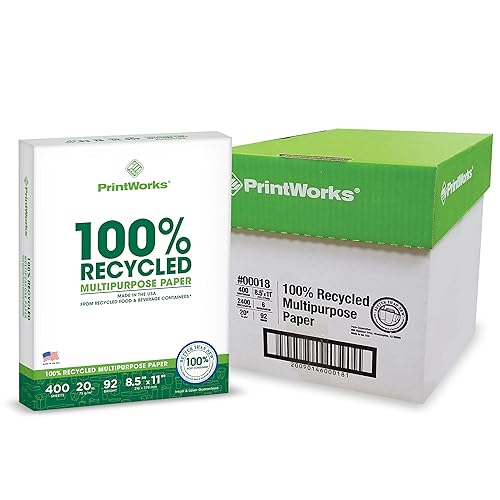 PrintWorks 100% Recycled Printer Paper 8.5" x 11" White -