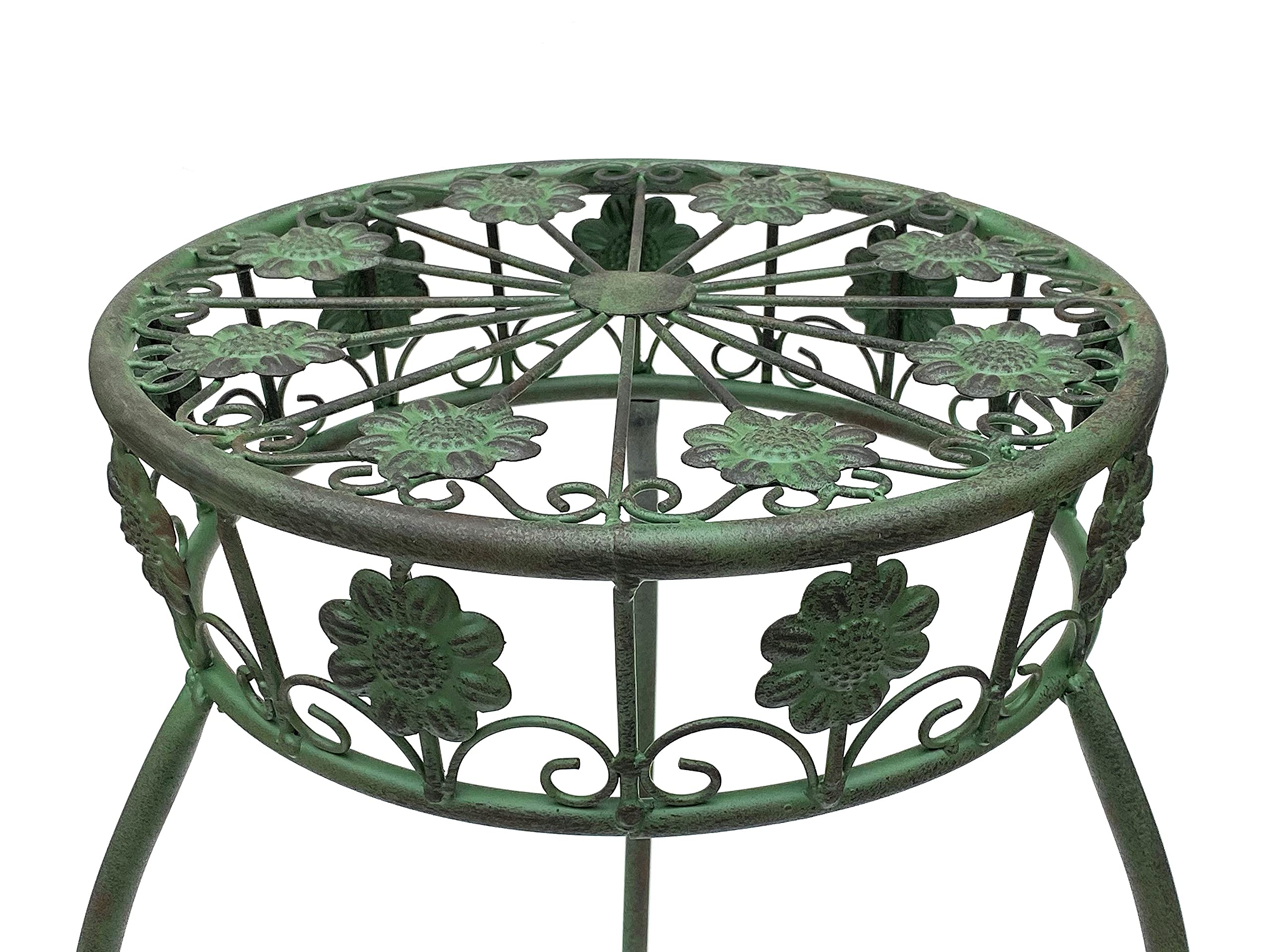 Sostegno Per Piante In Metallo DanDiBo – Verde Patina, Altezza 75 Cm, Rotondo, Stile Vintage