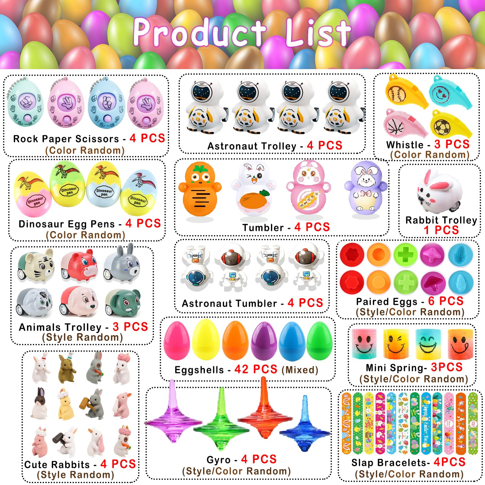 HOWAF 30 Ostereier Gefüllt Mit Spielzeug – Plastikeier 4 X 6 Cm Für Osterdeko & Ostereiersuche
