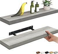 Vista 34 de Ballucci Estante flotante, estante de pared de madera de 36 pulgadas con soportes invisibles para baño, sala de estar, dormitorio, cocina, Negro