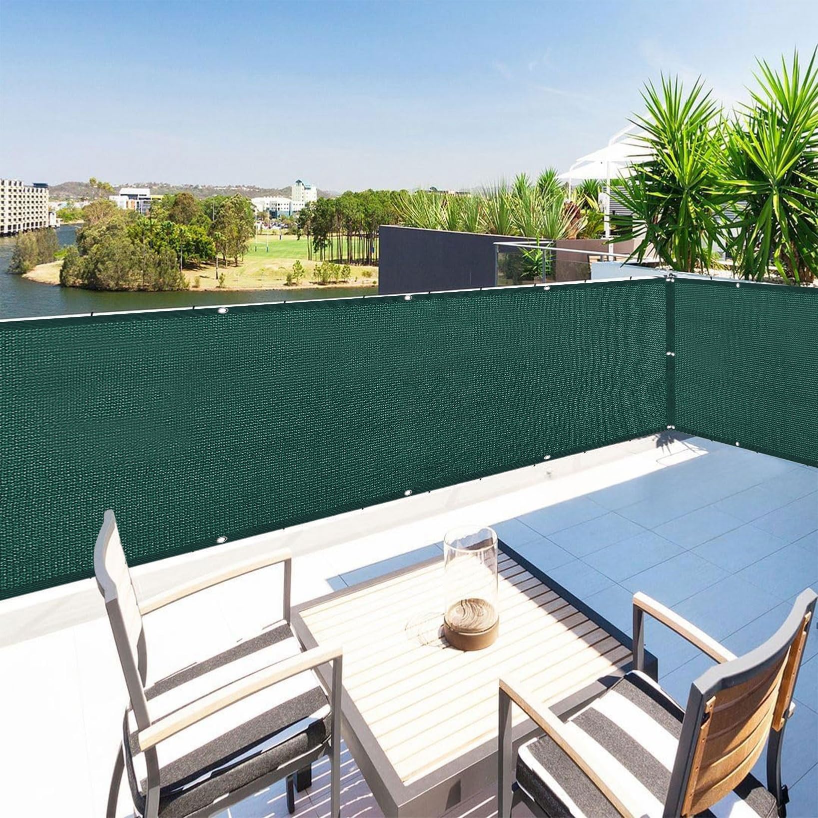 Balcony Privacy Screen Cover 45 x 300 cm Weatherproof UV Protection Enclosure Balcony Netting with Cable Ties, Tear-Resistant Fence Screen for Balcony and Patio, Dark Green