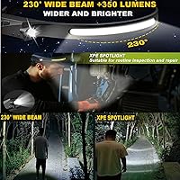 Vista 2 de Linterna frontal recargable impermeable con sensor de movimiento para casco duro, lámpara de cabeza LED para camping, senderismo, ciclismo, luces