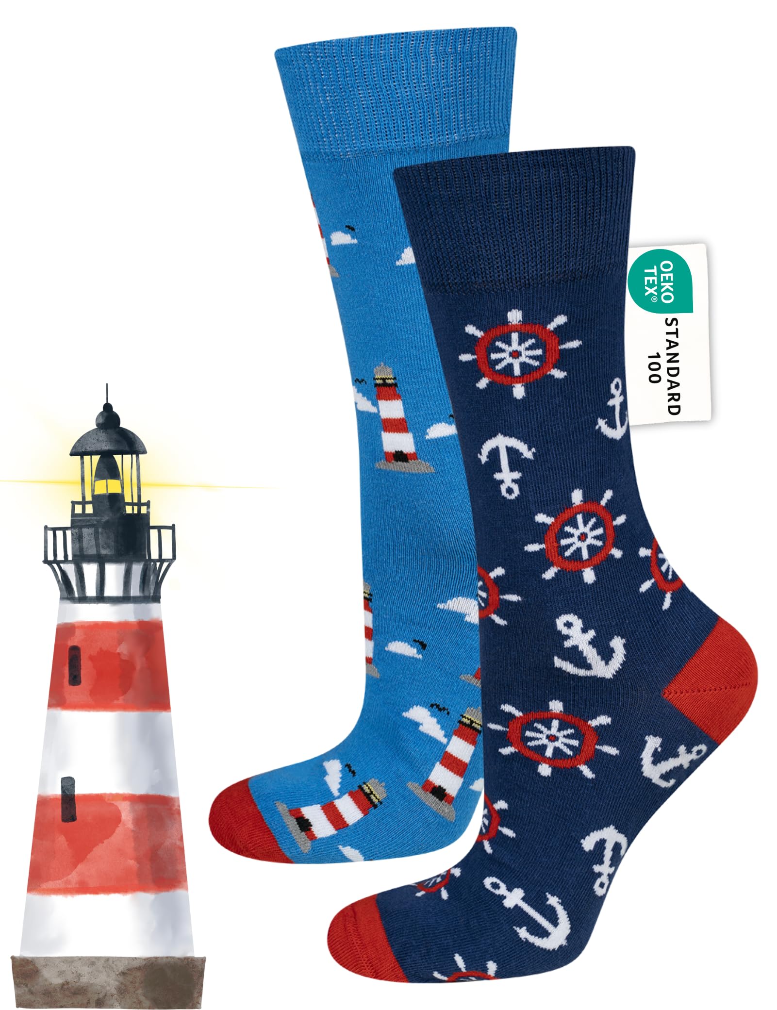soxo Cyclist Socks Men Cotton Funny Gifts Colourful Mens Walking Sock Bicycle Accessories 6.5-10.5 Lighthouse