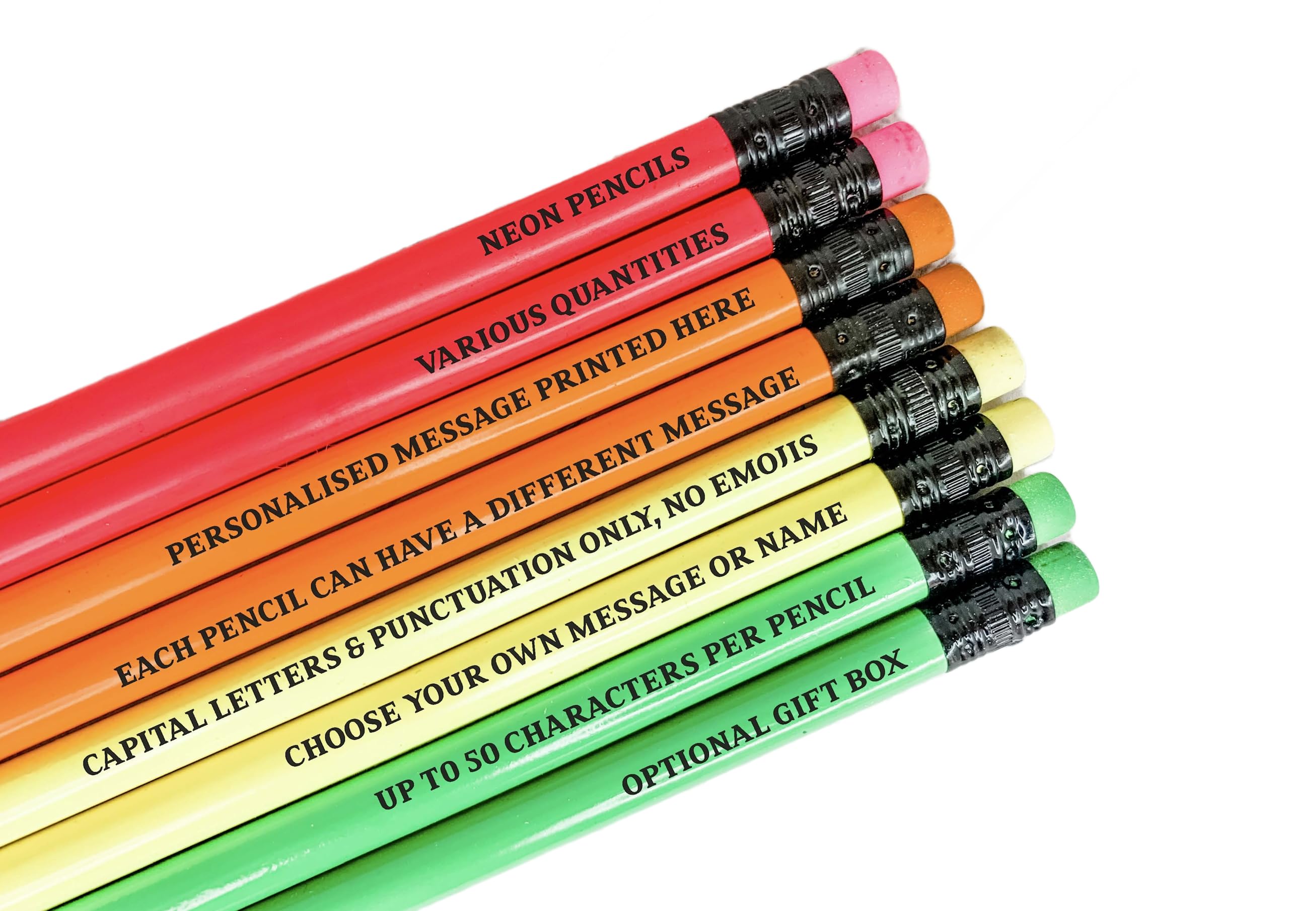 Personalised Pencils - Choice of Colours and Quantities (Neon Mix, 200 Pencils) โ image 1