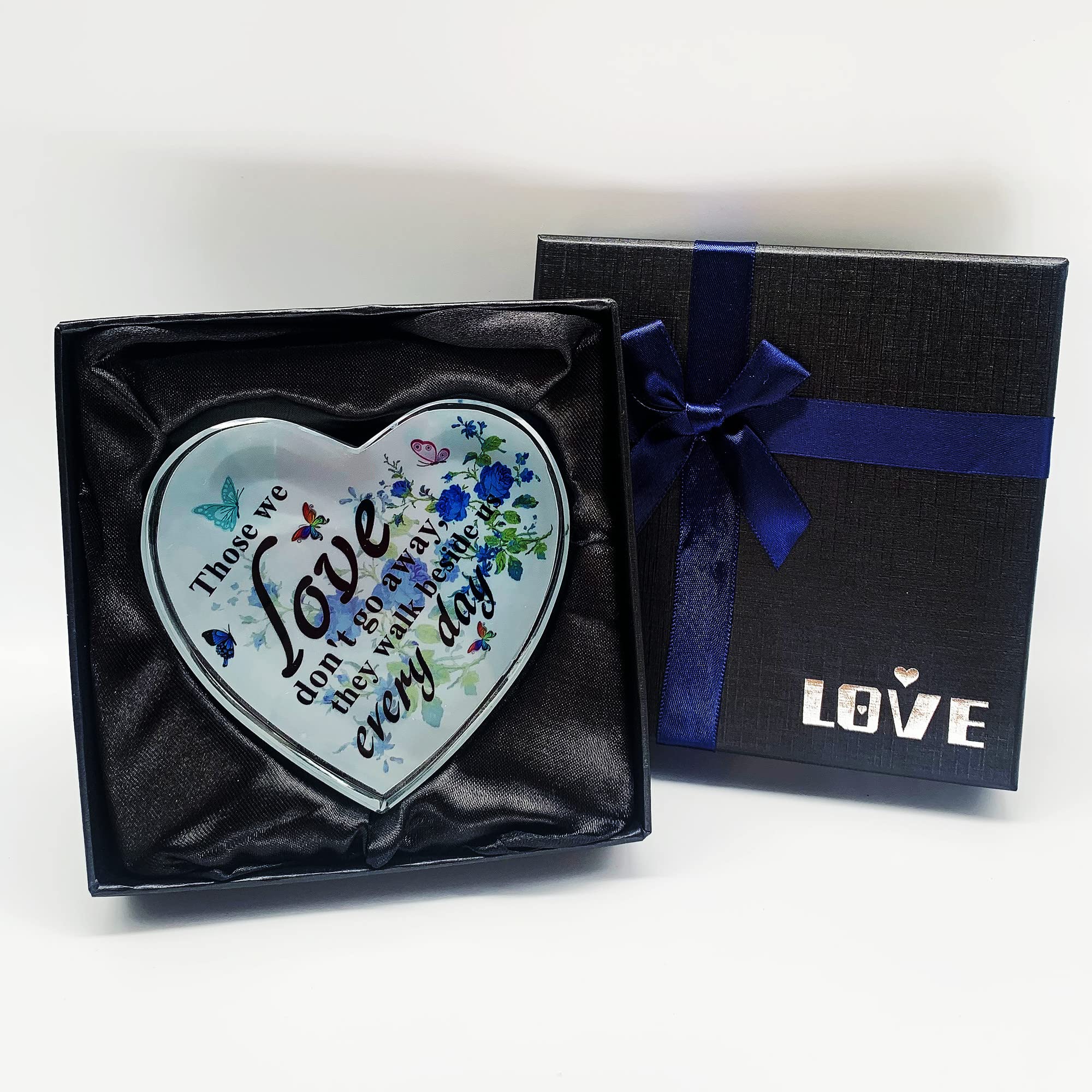 Cuore In Vetro Rosso Commemorativo Cardinale 7,6 Cm | Regalo Di Condoglianze Con Poesia | Fatto A Mano USA
