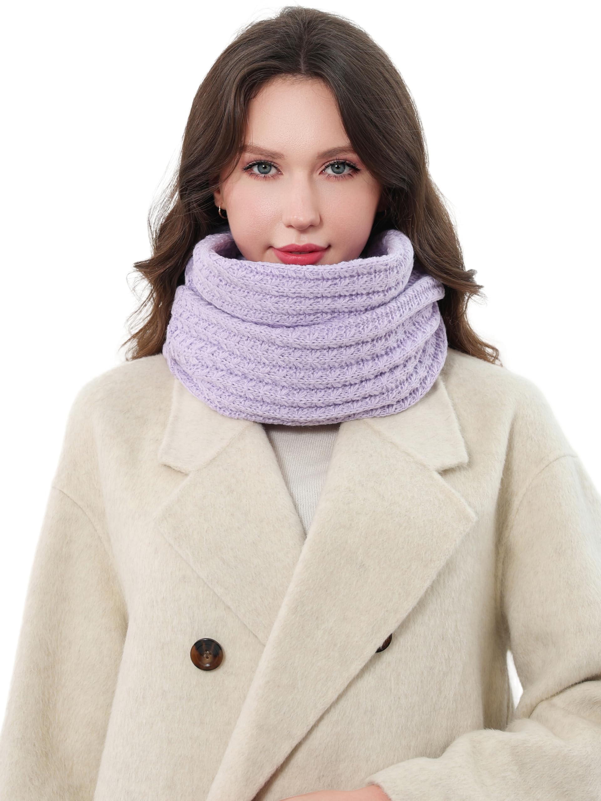 DonDon scarf for women uk winter scarf knitted scarf loop scarf tube scarf - Lilac colours