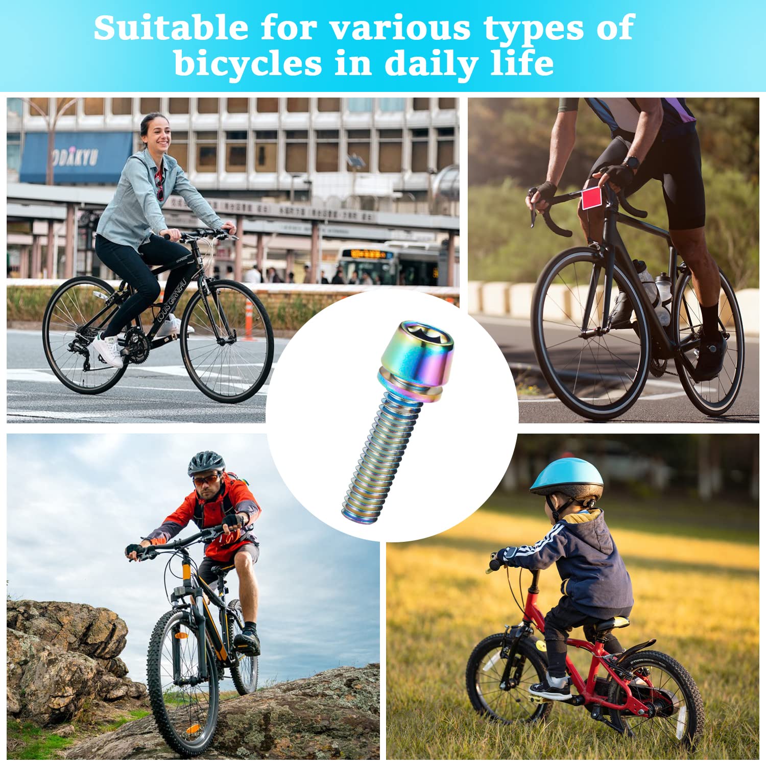 2Pcs Vélo Bicyclette Cage Boulon Vis M5 X 15mm Aluminium Alliage UK