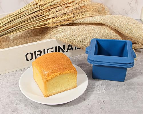 Miniatura 8 de Webake Molde cuadrado de silicona de 3 x 3 pulgadas para hornear porciones individuales para pastelería, cubitos de hielo, gelatina, jabón, velas,