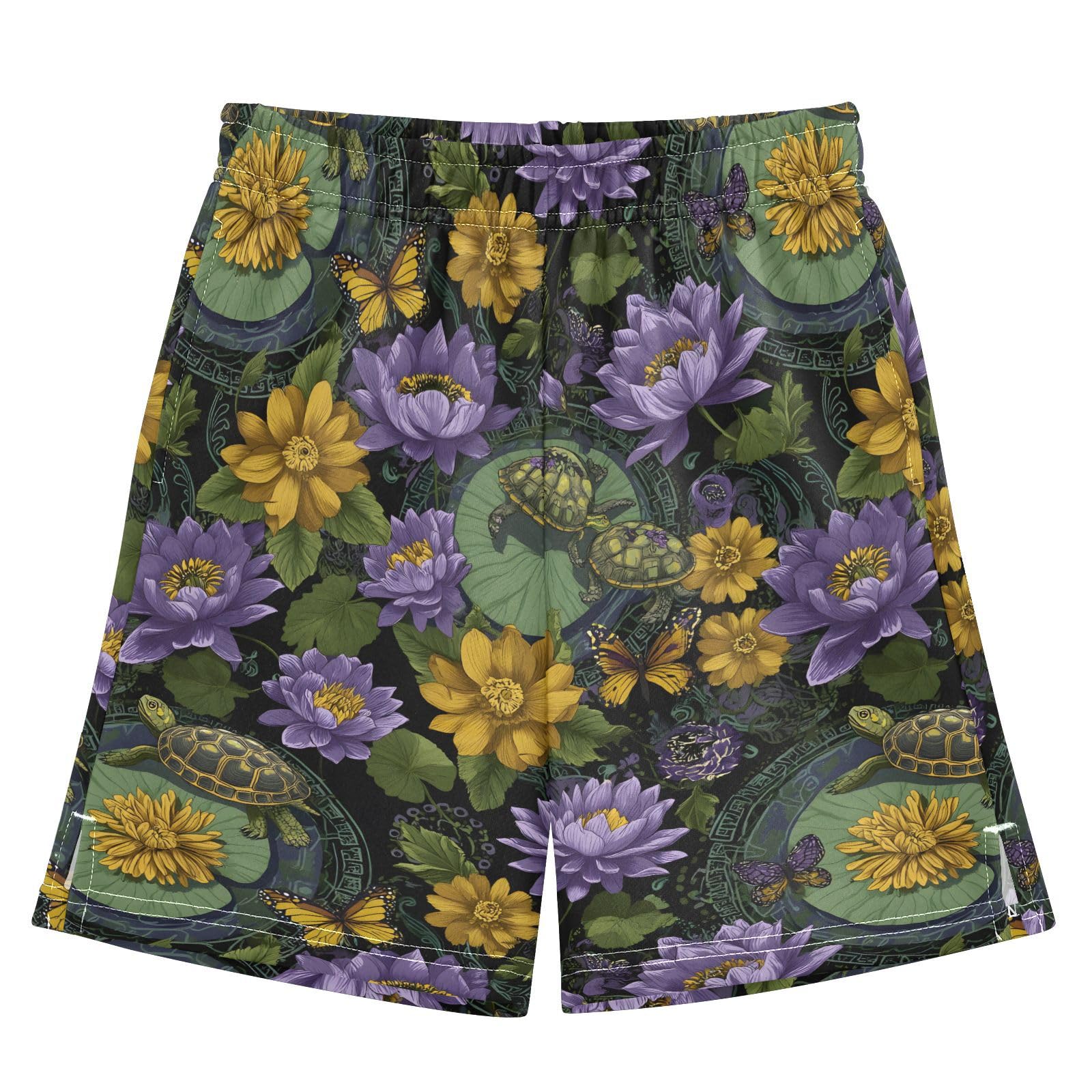 Turtles Butterflies Flowers Shorts for Boys Summer Athletic Outdoor Boys Shorts Size 9-10 Multicolor