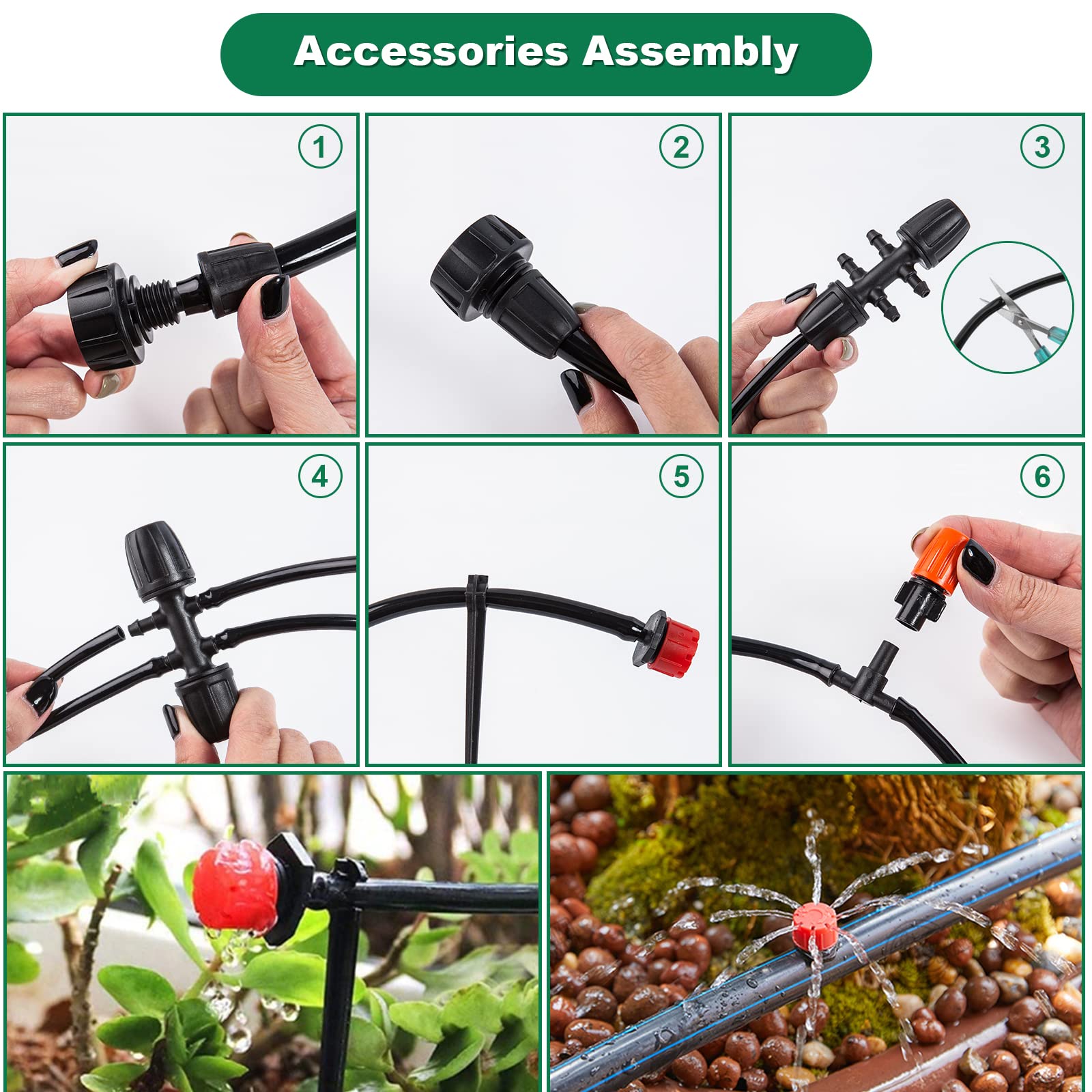 JUQG 297 Pcs Sistema de Riego por Goteo, Sistema de Riego Jardín, 50m+20m Kit de Riego, Jardín de Vegetales Sistema de Riego Automático de Bricolaje, Adecuado Jardines, Céspedes, Mmacetas y Granjas — view 6