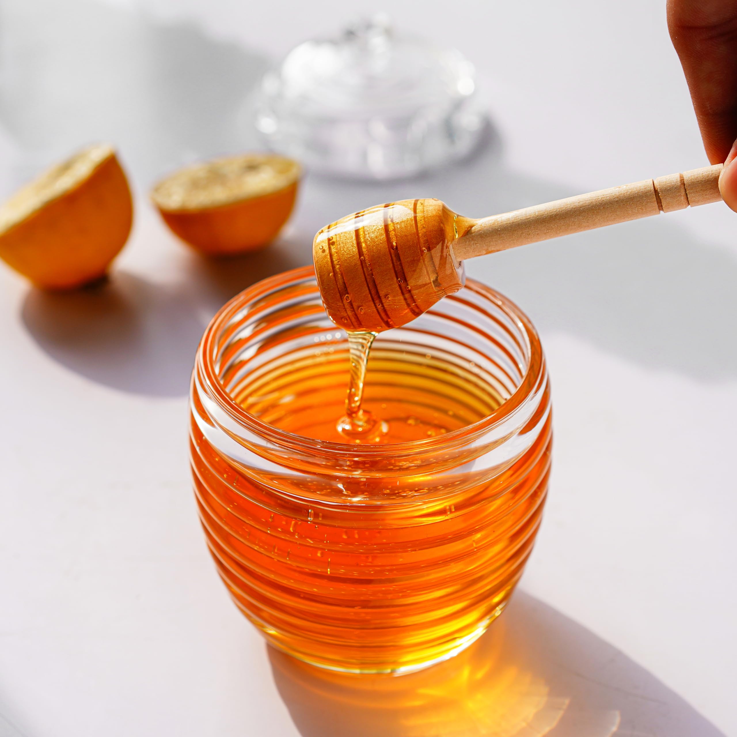 H&D HYALINE & DORA 9oz Glass Honey Dispenser with Dipper, Clear Crystal Pot for Home Kitchen Store Honey and Syrup, Easy to Clean - Image 2