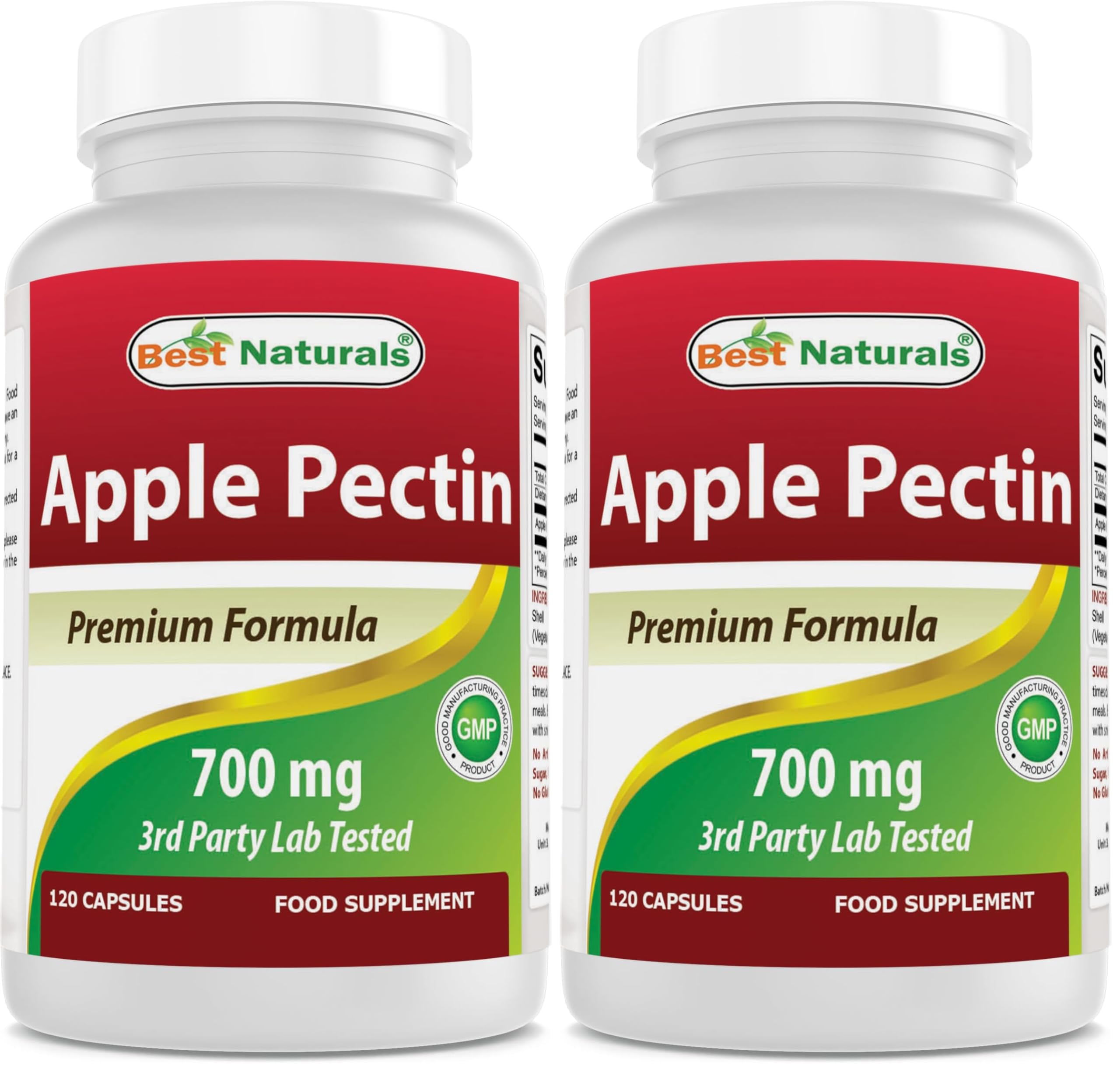 Best Naturals Apple Pectin 700 mg 120 Capsules (Pack of 2) 120 Count (Pack of 2)