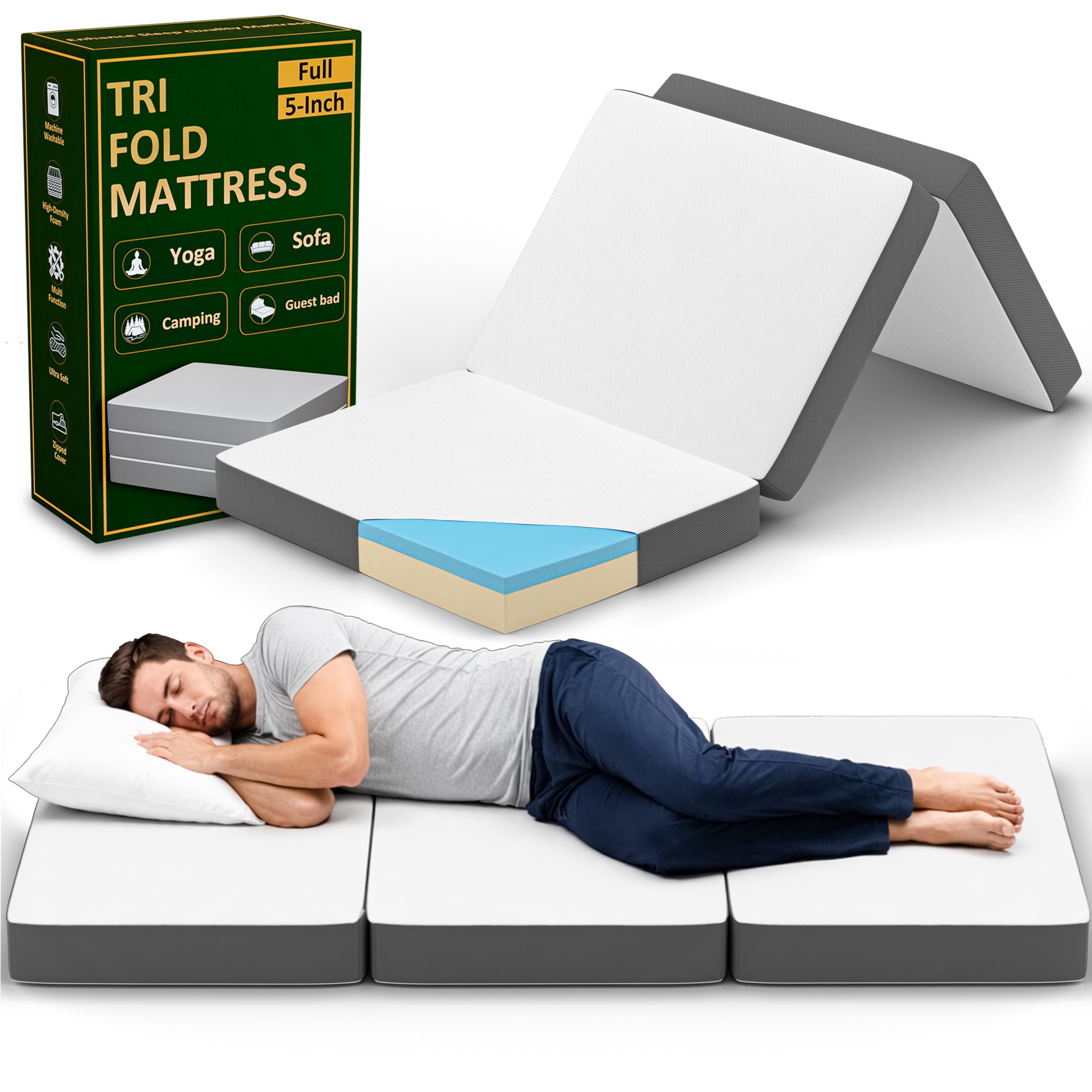 Treaton Tri-Fold 5 Inch Gel Memory Foam Mattress