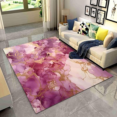 Miniatura 10 de Alfombra abstracta de mármol rojo y negro, 6 x 8 pies, alfombra de lujo con textura de piedra negra dorada, alfombra suave y transpirable para