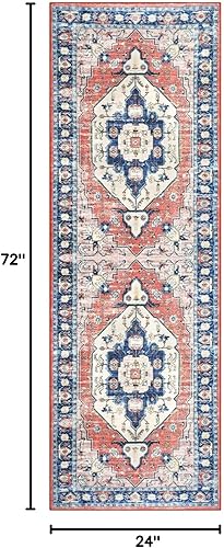 Miniatura 2 de Alfombra suave para interiores de 6 x 9 pulgadas, diseño de medallón floral, lavable, con parte trasera antideslizante, plegable, pelo corto, no