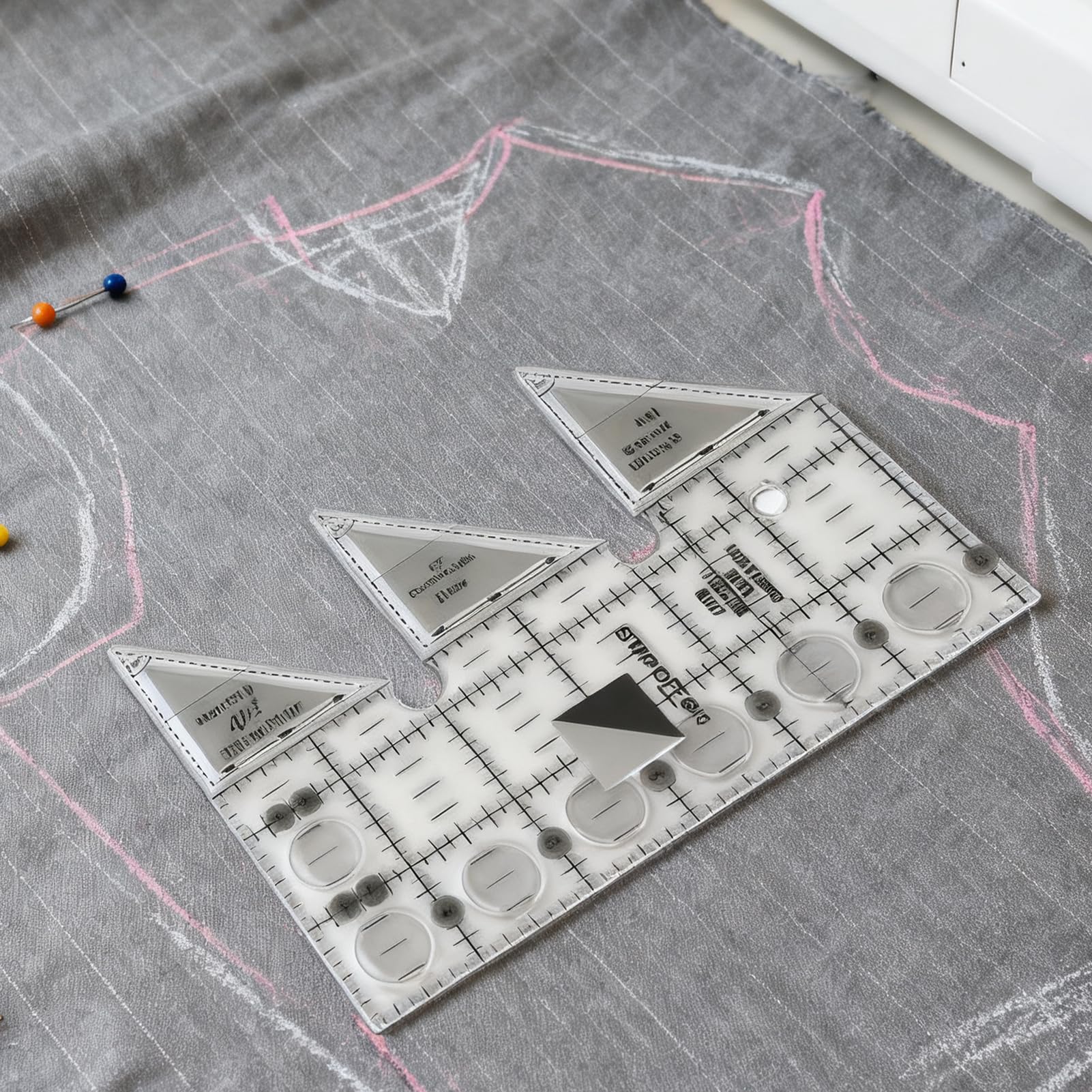 Quiltlineal – 45°-Dreieck mit Rutschfester Oberfläche – zum Nähen, Sticken, Stricken, Häkeln, Weben und Basteln