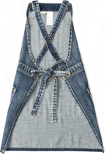 Miniatura 3 de Jeanerlor - Delantal de peluquería de trabajo estilo lavado con bolsillos para mujeres y hombres