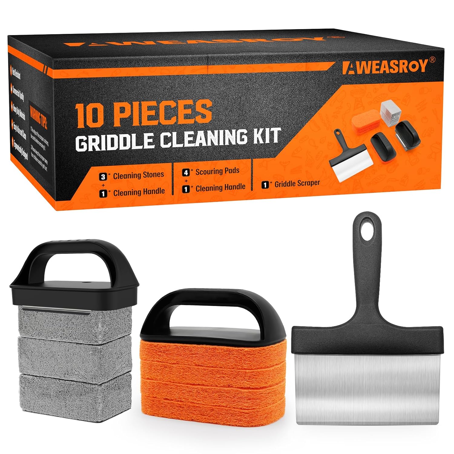 Griddle Cleaning Kit for Blackstone Flat Top Grill Cleaning Kit with Grill Stone Griddle Scraper Griddle Brush Easy
