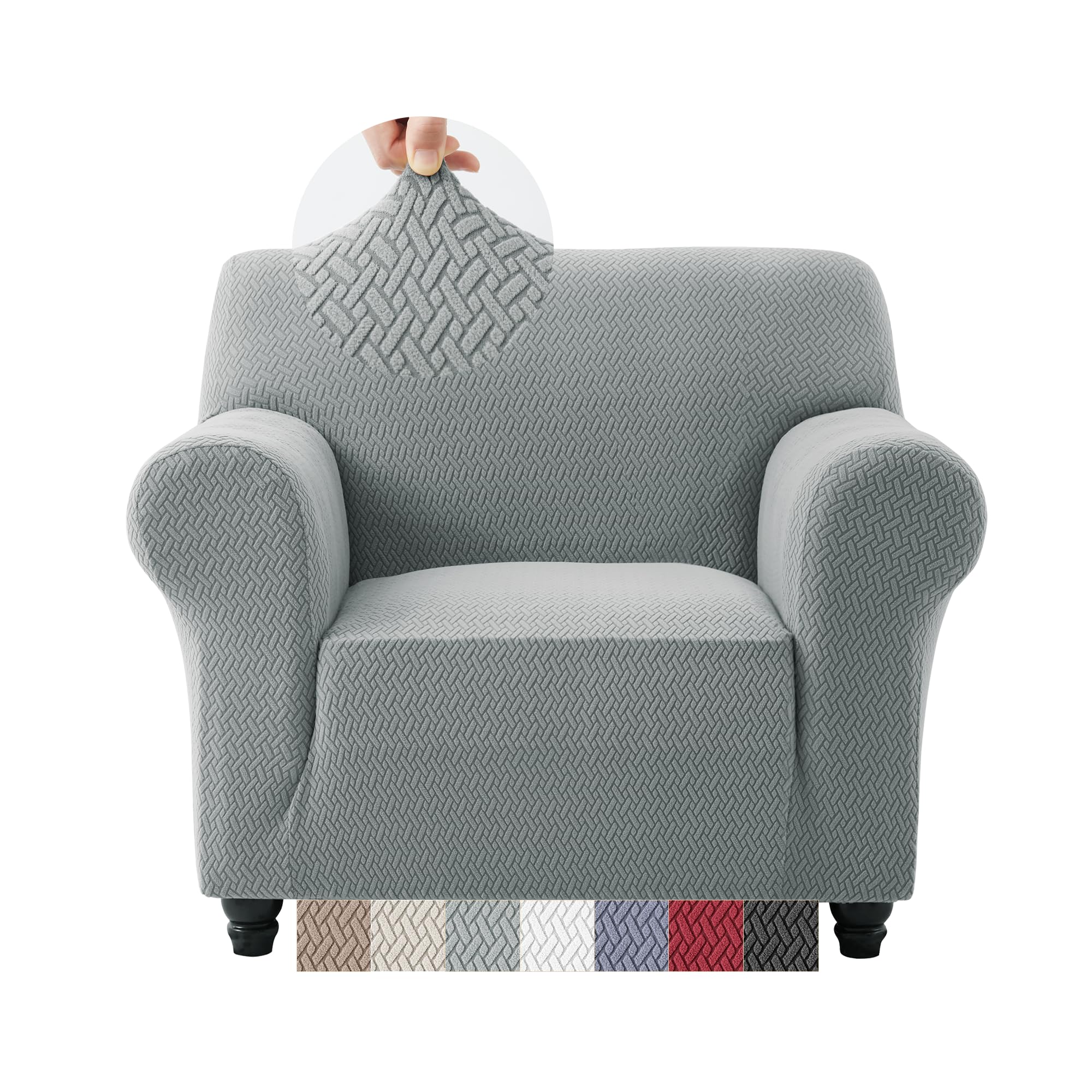 Moonlight Bedding Armchair Covers Non Slip Sofa Cover High Stretch Spandex Couch Covers for Sofa Arm protector super soft sofa covers (Grey 1 Seater) — image 1