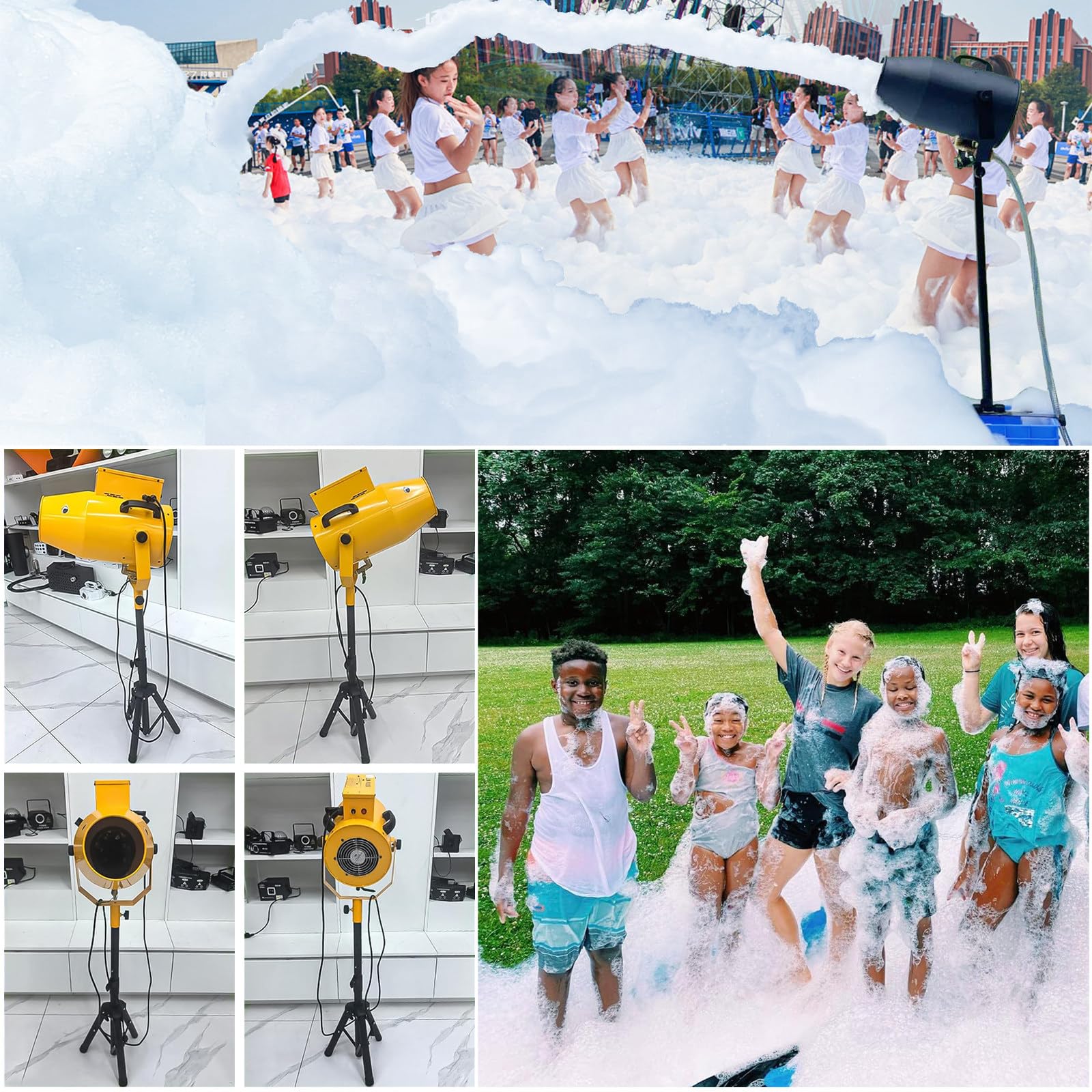 Macchina Produzione Schiuma, Macchina Schiuma Grandi Dimensioni, Party Macchina Schiuma, Distanza 6-10m, Anti-Ostruzione, per Giardino, Piscina, Interni Black