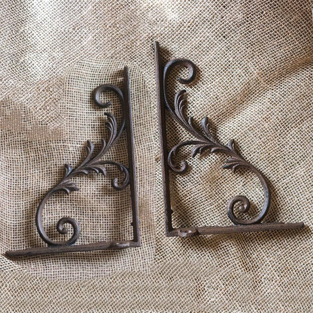 Amazon.co.jp: 2x アイアン ブラケット 棚受け アンティーク棚 金具 多