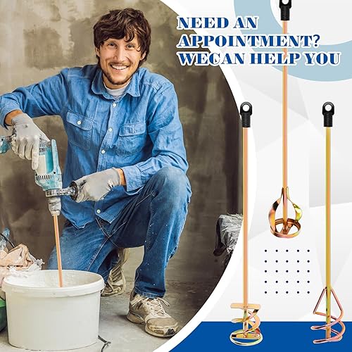 Miniatura 5 de Juego de 3 mezcladores de pintura para taladro de resina epoxi, barro, cuchillas de cemento, mezclador de hormigón, paletas de mezcla de 15.7